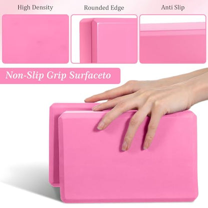 4 Pcs Yoga Blocks 9 x 6 x 3.15 Inch Eva Foam Lightweight Non Slip Yoga Props Firm and Supportive for Yoga Pilates Stretching Meditation