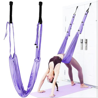 Leg Stretcher Strap, Adjustable Door Flexibility Trainer - color: Purple