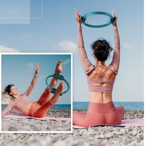 Syhood Pilates Ring 11. 81 Inch Pilates Circle Yoga Ring Magic Lightweight Flexible Workout Equipment for Fitness Physical Therapy Resistance Exercise Arms Legs - color: Green