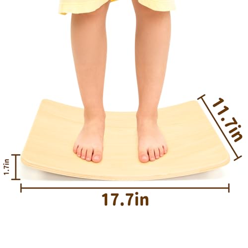 Gentle Monster Wobble Balance Board, Wooden Montessori Toy Rocker Board Natural Wood Kids Toddler Open Ended Learning Toy Yoga Curvy Board for Adult Office Classroom Christmas Gifts - color: White Maple Color