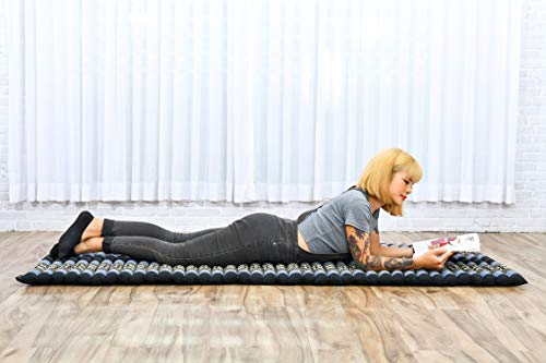 Leewadee - Foldable Floor Mattress - Japanese Roll Up Futon -Trifold Tatami Mat- Guest Floor Bed - Camping Mattress - Thai Massage Mat, Kapok Filled, 75 x 28 inches, Blue - color: Sf15 - Blue, size: M: 75x28"