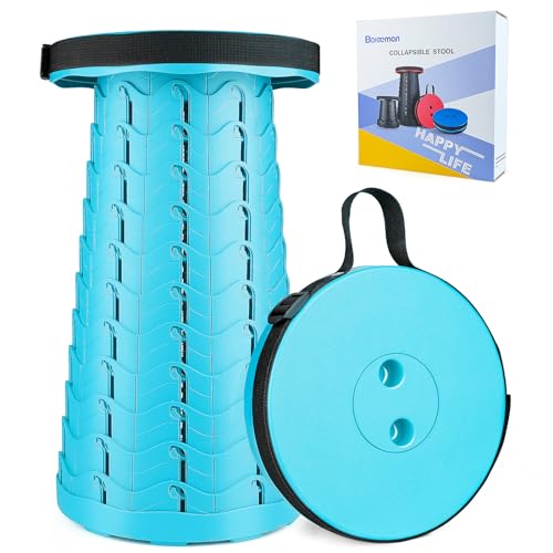 Boreeman Upgraded Folding Stool Lightweight Yet More Sturdy with Load Capacity 400lbs Portable Collapsible Stool for Camping Fishing Hiking BBQ (Light Blue) - color: Light Blue
