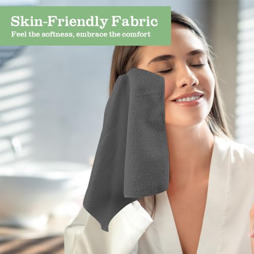 UNIMADE Washcloths Bulk 100 Pack Face Towels, Highly Soft Wash Cloths | Hand Towels, Fast Drying Multi-Purpose Microfiber Cleansing Cloths for Bathroom, Hotel, Spa, and Salon Grey (12" x 12") - color: Grey, size: 100Pack