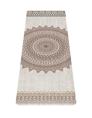 nuveti Printed Travel Yoga Mat 1/16 Inch Thick Non Slip Fitness Workout Mat | with Carrying Bag, Foldable Lightweight Suede & Natural Rubber Yoga Mat for Yoga Pilates and Fitness 72" L x 24" W x 1.5mm - color: YanHuaYu
