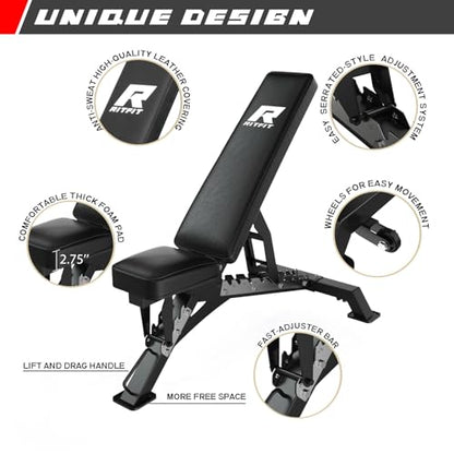 RitFit 2.36'' x 2.36'' Folding Squat Rack for Home Gym, Wall Mounted Squat Rack with Attachments - Space Saving Squat Power Rack - color: Black, style: Folding Squat Rack with RP230LBS
