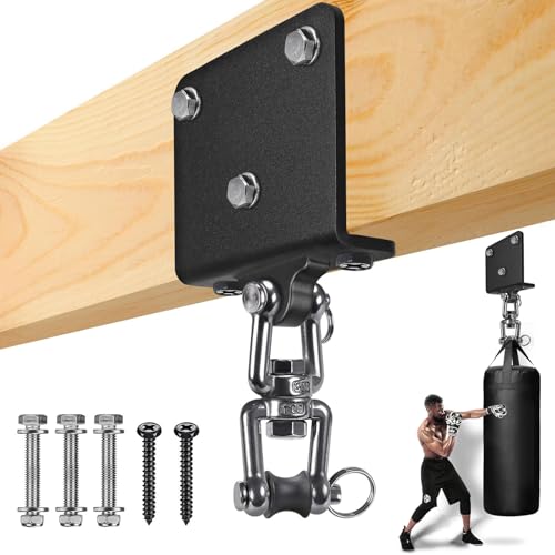 BeneLabel Heavy Bag Hanger for Punching Bag Beam Mount Hardware 360° Rotation Boxing Bag Ceiling Mount I-Beam Hanger for Hanging Heavy Punching Bags Wall Hangers - color: 360° Open-end clasps