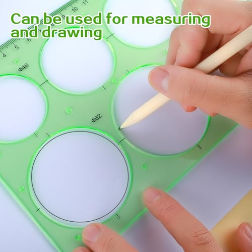 Circle Template for Drawing, Ymapinc 4Pcs Plastic Oval/Triangle Stencil | Transparent Geometric Measuring Drafting Rulers for School Office Supplies