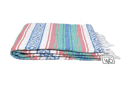 Open Road Goods Multi Color Mexican Falsa Blanket - Handwoven in Mexico - Great for The Beach, Picnics, Yoga, or a Throw! (Beach CT) - color: Beach Ct