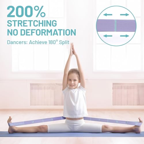 Slim Panda Stretch Strap, Multi-Loop for Physical Therapy,Elastic Yoga Stretching Strap for Dance,Yoga, Pilates & Gymnastics Exercise, Ballet Stretching Band for Flexibility, Leg Stretching - color: Blue+Purple