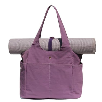 ESVAN Yoga Tote Bag Mat bag Women Shoulder Bags Carryall Tote for Travel Office Workout Gym Nurse Beach - color: Nylon Blue Purple