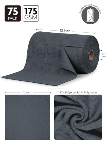 Fantasticlean Microfiber Cleaning Cloth Roll- 75 Sheets, 12" x 12"(Dimgrey) - color: Dimgray, size: 75 pack