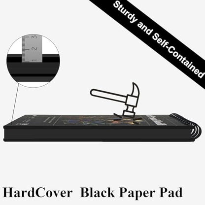 Fuxi Black Paper Sketchbook, 2-Pack - 5.5" x 8.5" | 90lb/150gsm Black Sketch Paper, 50 Sheets Per Pad - color: Black
