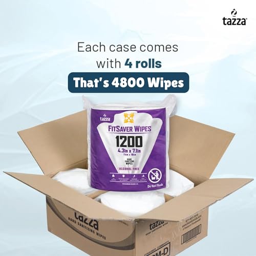 Tazza Wet Wipes, 4 x 1200 Count, Pre Saturated Gym Equipment Cleaning Wipes