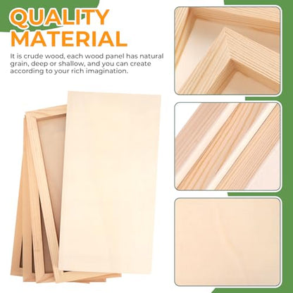 FSWCCK 5 Pack 6 x 12 inch Wood Panel Boards, Unfinished Wood Canvas Panels for Crafts, Painting Canvas, DIY Art Projects, Pouring, Arts Use with Oils, Acrylics - size: 6"X 12" 5 Pack