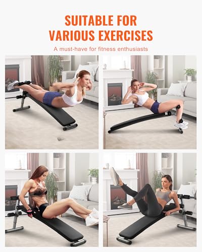 VEVOR Sit Up Bench, Folding Curved Decline Ab Bench, with 5 Adjustable Height Settings, Heavy-Duty Steel, Non-Slip Design, 500 Lbs Capacity for Home Gym Workouts, Strength Training, Full Body Muscles - size: Ab Bench/500lbs
