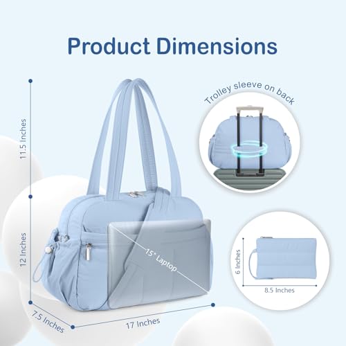 TOPDesign Travel Duffel Bag for Women, Puffer Gym Bag Sports Tote with Wet Pocket, Carry On Weekender with Luggage Sleeve (Ocean Blue) - color: Ocean Blue