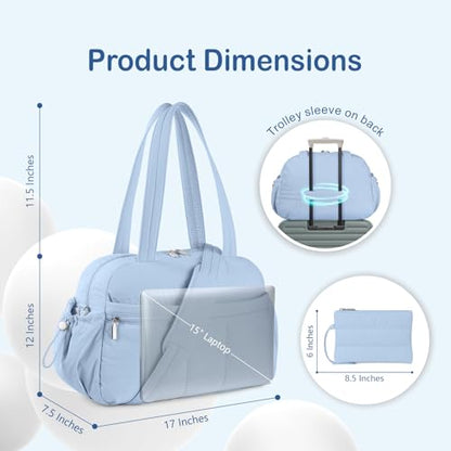 TOPDesign Travel Duffel Bag for Women, Puffer Gym Bag Sports Tote with Wet Pocket, Carry On Weekender with Luggage Sleeve (Ocean Blue) - color: Ocean Blue