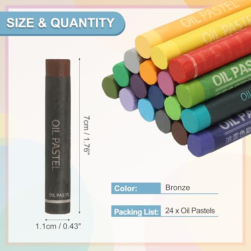 PATIKIL Bronze Oil Pastels, 24Pcs Soft Oil Crayons Creamy Pastels Stick Art Supplies for Art Painting Drawing Blending Graffiti for Drawing Beginners Artists - color: Bronze