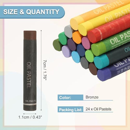 PATIKIL Bronze Oil Pastels, 24Pcs Soft Oil Crayons Creamy Pastels Stick Art Supplies for Art Painting Drawing Blending Graffiti for Drawing Beginners Artists - color: Bronze