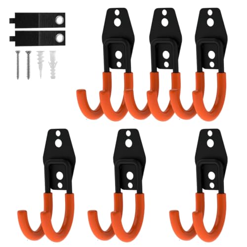 Garage Hooks, 6 Pack Small Round Wall Hooks for Hanging Heavy Duty Ladders, Bikes, Tools Ideal for Garage, Garden, Basement Utility Room Storage (Orange) - color: Orange, size: Small Round-6pcs