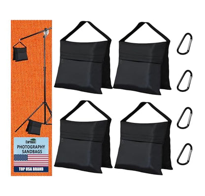 Eurmax USA 4-Pack Sandbag Weights,Photography SandBags for Light Stands and Video Equipments,Heavy Duty Saddlebags for Backdrop Stand,Tripod,Canopy,Umbrella Base,Fishing Chair and Picnic Table - color: Black, style: Saddle Sand