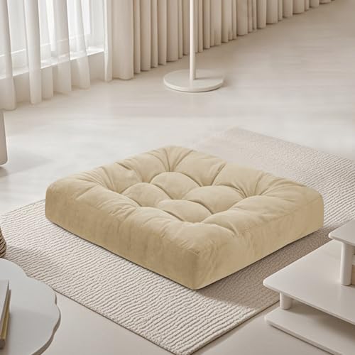 Meditation Floor Pillow 22×22 Inch 1 Pack Large Floor Cushions for Adults Square Tufted Corduroy Floor Pillows for Yoga Living Tatami Room Beige - color: Beige
