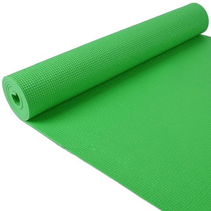 Fitvids All Purpose 1/4-Inch High Density Anti-Tear Exercise Yoga Mat with Carrying Strap with Optional Yoga Blocks, Multiple Colors - color: Green