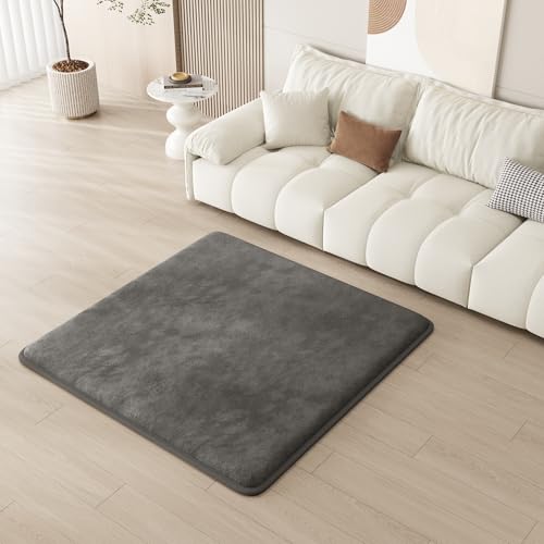 Baby Play Mat for Floor, 1.3" Thick Elasti-Foam Baby Play Mat, 50x50 Playpen Mat for Toddlers Infant Kids, Water Repellent Soft Coral Velvet Crawling Mat for Floor, Non-Slip Backing Safe Dark Grey - color: Dark Grey, size: 50" x 50"