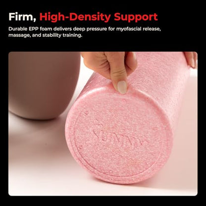 Sunny Health & Fitness 24" Pink High-Density Yoga Foam Roller | Muscle Relief, Physical Therapy, Post-Workout Recovery, Improved Flexibility, Home, Gym, Rehab Use, Full-Body Use - color: Pink, size: 24-Inch