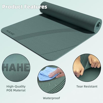Yoga Mat High Density Exercise Mat, 76"x32"x0.27"Thick Wide & Large Yoga Mat for Women Men, Professional POE Workout Mat for Yoga, Pilates, Fitness & Stretching