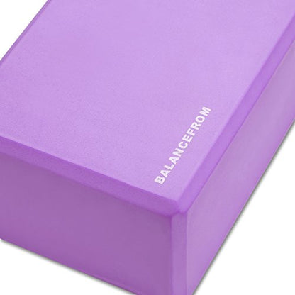 Fitvids Set of 2 High Density Yoga Blocks, 9"x6"x4" Each - color: Purple
