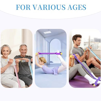 Pedal Resistance Band with Handle, Durable 6-Tube Exercise Bands - color: Blue