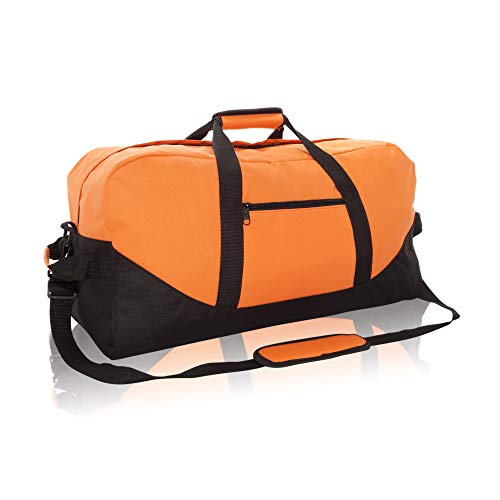 DALIX 25" Big Adventure Large Gym Sports Duffle Bag (Black Grey Navy Blue Red Camo) - color: Orange