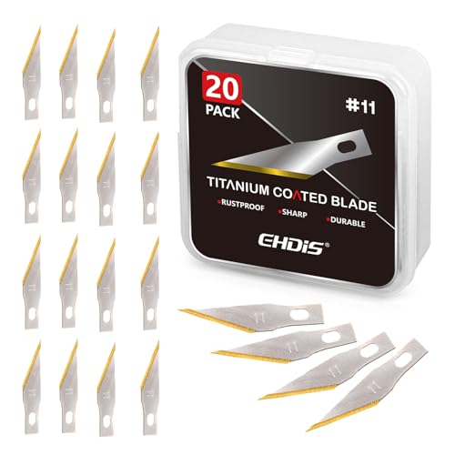 EHDIS Precision Craft Hobby Knife Blades # 11 Titanium Coated Blade Refill Hobby Art Blades Cutting Tool with Storage Case for Craft, Hobby, Scrapbooking, Stencil-20 Pack (Pack of 20) - size: Pack of 20