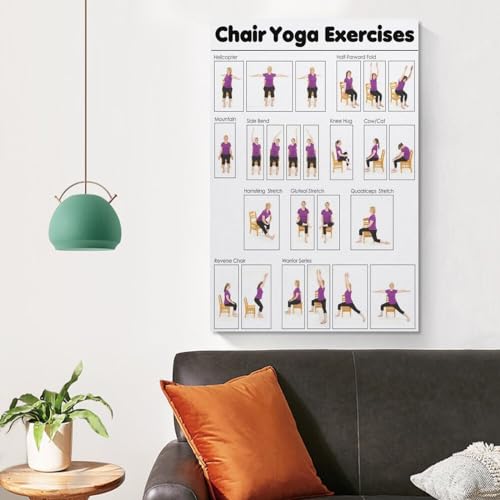 GLTLGBPR Yoga Exercise Instruction Chart, Wall Art Canvas Printing Office & Bedroom Aesthetic Poster 12x18inch (30x45cm) Unframed - color: Unframe-style, size: 18"L x 12"W
