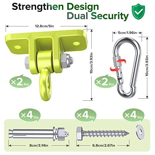 Swing Hangers for Wooden Sets Pack of 2 Heavy Duty Swingset Hardware with Locking Hooks for Porch, Patio, Playground Indoor/Outdoor by Highpro - color: Green- 2 Pack