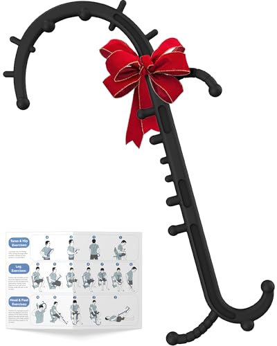 Back and Neck Massager for Pain Relief Deep Tissue, Upgraded Full Body Trigger Point Cane Massage Tools, Therapy Massage Stick Pressure Point Hook, Muscle Knot Remover Tool (Black) - color: Black