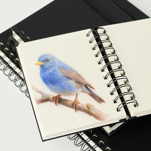 CuppaClip Sketch Book Hardcover Drawing Pad 300GSM Acid-Free Paper Spiral Bound Sketchbook 50 Sheets/100 Pages Art Supplies (Spiral Binding, 4x5.9in) - color: Spiral binding, size: 4x5.9in