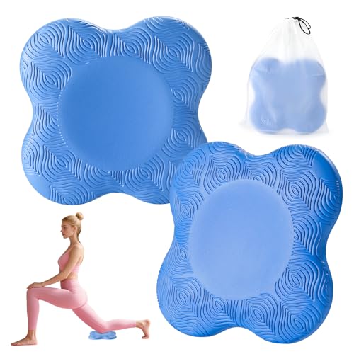 2 Pack Yoga Knee Pads Mat Set - Extra Thick Foam Kneeling Pad Cushion for Knees, Elbows, Wrists, Head - Yoga Essentials for Women Men, Non-Slip Pilates, Meditation, Floor Workouts - color: Blue