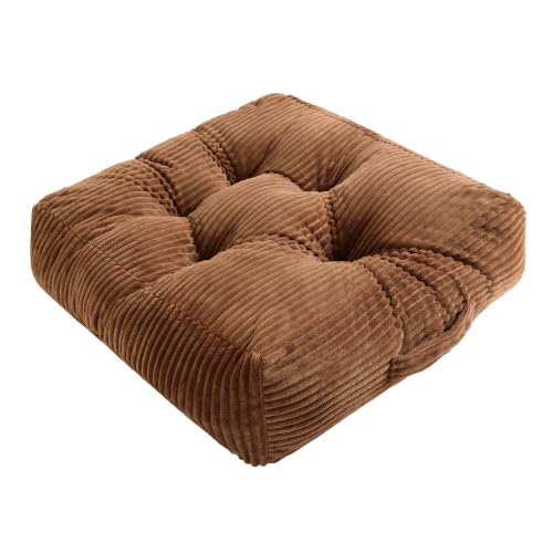 Square Floor Pillow, 6-Inch Thick Floor Cushion with PP Cotton Filling, Soft Corduroy Supportive Floor Seating for Living Room, Office, 22 x 22 Inches (Coffee, 1 Pack) - color: Coffee, size: 1 Pack