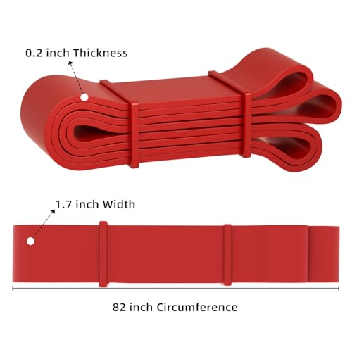 Resistance Bands, Pull Up Bands, Pull Up Assist Band Exercise Bands for Men & Women Working Out, Body Stretching, Physical Therapy, Muscle Training - color: Red
