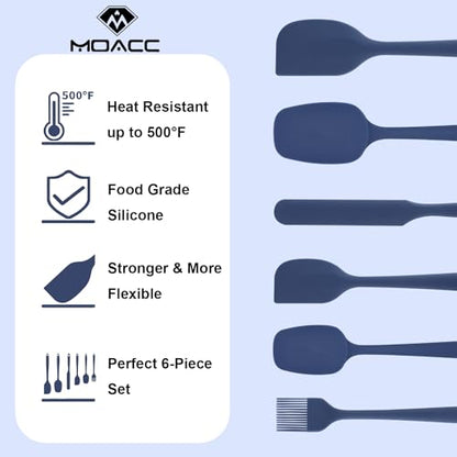 Silicone Spatulas Set, Rubber Spoon Spatula Heat Resistant Spoonula One Piece Design Seamless Spatula Non-Stick Scrapers Baking Mixing Tool (Dark Blue) - color: Dark Blue