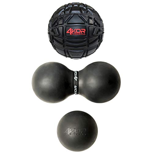 4KOR Massage Balls for Trigger Point Therapy - Myofascial Release Ball - Muscle Relief for Back, Neck, Shoulder, Foot Pain - Fitness Massage Balls for Mobility - Deep Tissue Release Ball - style: Peanut Ball Set