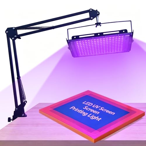 Feghezja 100W LED Exposure Unit UV Screen Printing Light, UV Black Light with Adjustable Stand&Fixing Clamp for Screen Printing, Cyanotypes, Resin, 3D Printer Curing, Jewelry Making Supplies - color: 100W
