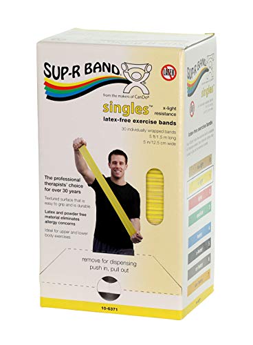 CanDo 10-6371 Sup-R Band Latex-Free Exercise Band, 5' Length, Yellow, Pack of 30 - color: Yellow: X-Light, size: 5 ft Single (30 ct)