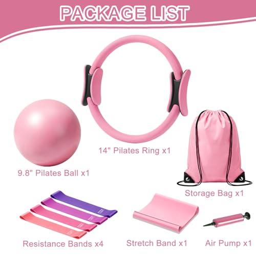 Pilates Kit for Women with Ring, Ball, Resistant Loops & Stretch Band