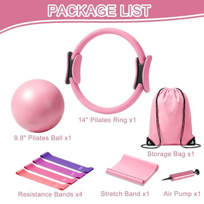 Pilates Kit for Women with Ring, Ball, Resistant Loops & Stretch Band