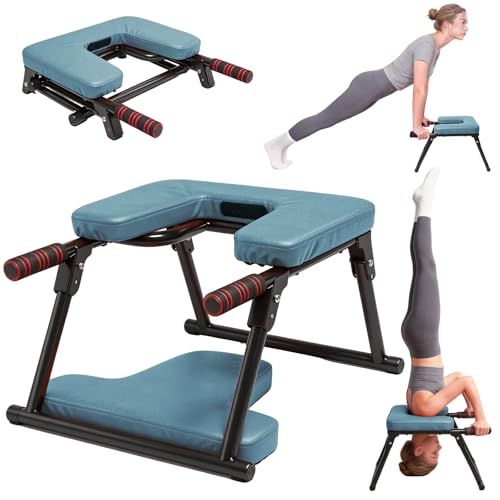 XUXQYoga Headstand Bench, Stand Yoga Chair for Balance Training, Core Strength Building, Upside Down Chair for Relaxation, Handstand Trainer Inversion Chair for Home Gym (Blue) - color: Blue