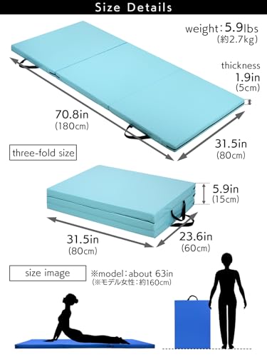 KaRaDaStyle Gymnastics Mat Folding Stretch Mats 71"x31"x2" Exercise Muscle Training Children Play Horizontal Bar Mat Yoga Sports Soundproof Home Use - color: Brown/3-fold