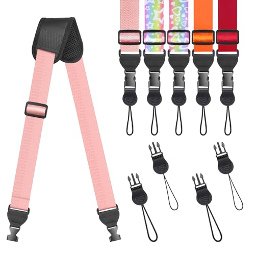 FIEIL Universal Shoulder Strap, Sandwich Mesh Padded Neck Lanyard, Replacement Comfortable Bag Strap for Camera, Cellphone Tablet,iPad, Laptop, Luggage Bag, Binocular(Peach Pink) - color: Peach Pink